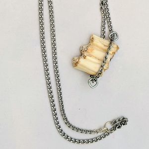 Handmade fossilized tooth pendant necklace